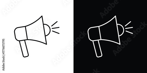 Megaphone icon pixel perfect. Outline symbol. Simple linear drawing.