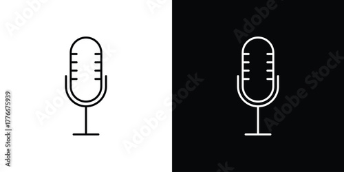 Microphone icon pixel perfect. Outline symbol. Simple linear drawing.