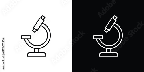 Microscope icon pixel perfect. Outline symbol. Simple linear drawing.