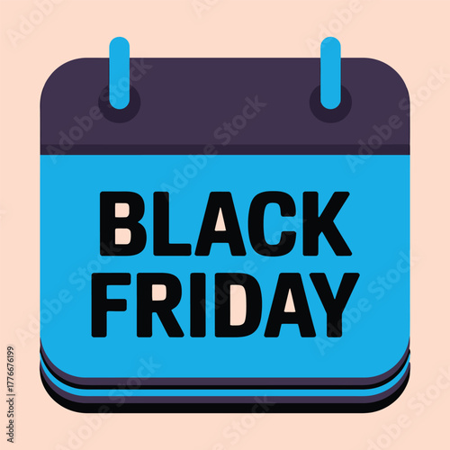 Black Friday calendar icon sale season shopping event promotional design for holiday discounts and special offers in retail business ventures promotion strategy advertising campaign and marketing