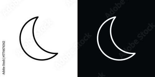Moon icon pixel perfect. Outline symbol. Simple linear drawing.