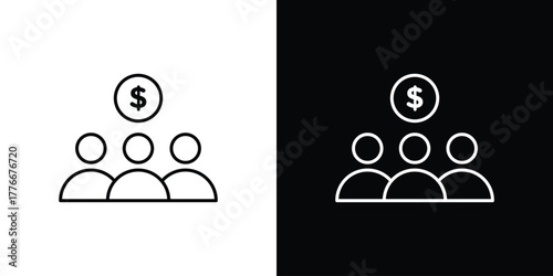 Mutual funds icon pixel perfect. Outline symbol. Simple linear drawing.