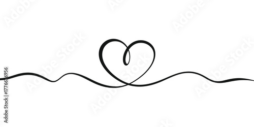 Simple hand drawn heart on a wavy line