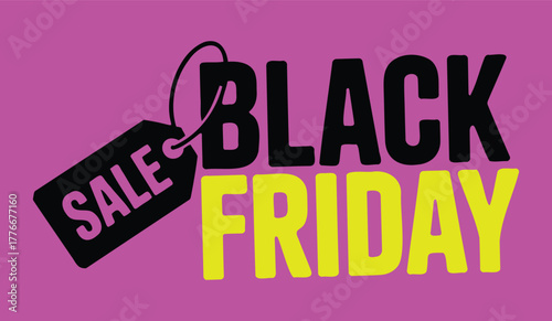 Vibrant Black Friday Sale Announcement with Tag and Bold Typography on a Colorful Background ready to catch the attention of the customers