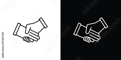 Partnership icon pixel perfect. Outline symbol. Simple linear drawing.