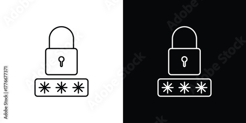 Password icon pixel perfect. Outline symbol. Simple linear drawing.