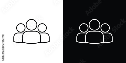 People group icon pixel perfect. Outline symbol. Simple linear drawing.