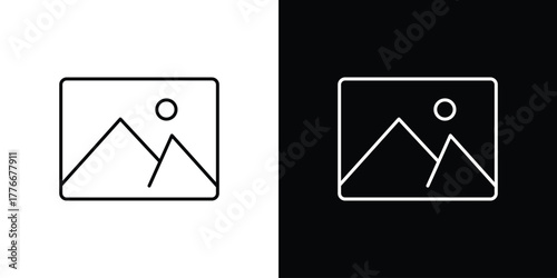 Picture icon pixel perfect. Outline symbol. Simple linear drawing.