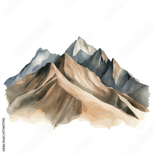Andes Mountains. Andes Mountains hand drawn watercolor illustration
