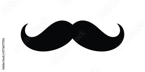 Classic black mustache icon with curved ends