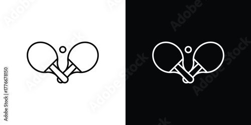 Ping pong icon pixel perfect. Outline symbol. Simple linear drawing.