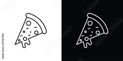 Pizza icon pixel perfect. Outline symbol. Simple linear drawing.