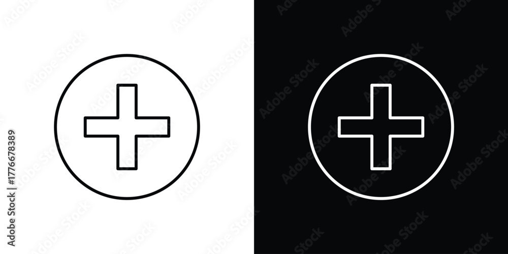 Fototapeta premium Plus icon pixel perfect. Outline symbol. Simple linear drawing.