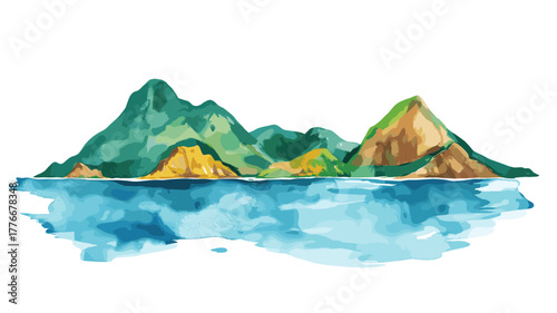 Los Roques Archipelago. Los Roques Archipelago hand drawn watercolor illustration