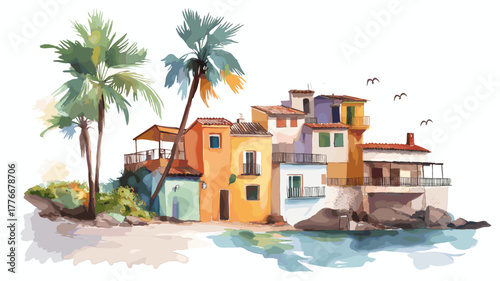 Vina del Mar. Vina del Mar hand drawn watercolor illustration