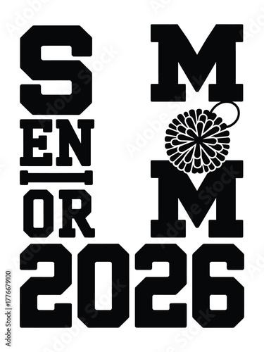 Senior 2026 class with cheerleading pom pom graphic