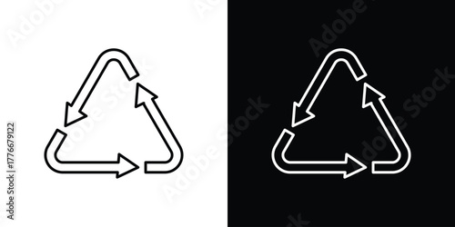 Recycle icon pixel perfect. Outline symbol. Simple linear drawing.
