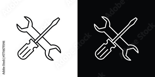 Repair icon pixel perfect. Outline symbol. Simple linear drawing.