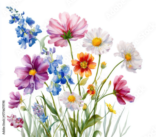 Minimal watercolor wildflower design for creative projects, digital art, and elegant paper goods.