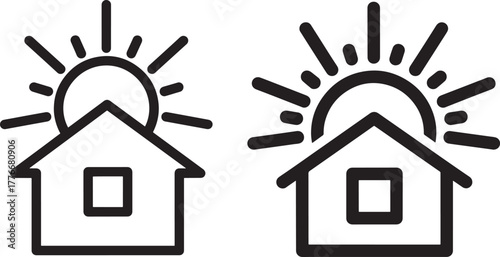 Sunrise over house silhouette