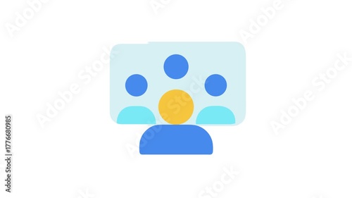 Team online meeting with remote participants on screen