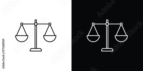 Scales icon pixel perfect. Outline symbol. Simple linear drawing.