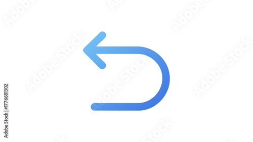 Blue undo arrow icon on a White Background
