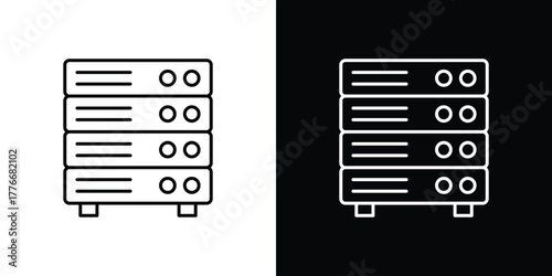 Server icon pixel perfect. Outline symbol. Simple linear drawing.