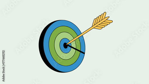 Arrow hitting the bullseye target representing success goals and precision in achievement of objectives business strategy and marketing plans