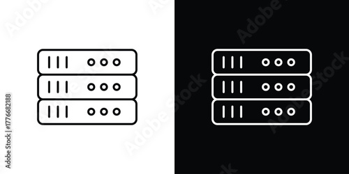 Server rack icon pixel perfect. Outline symbol. Simple linear drawing.