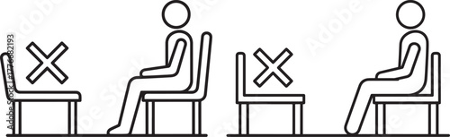 Social distancing seating arrangement silhouette