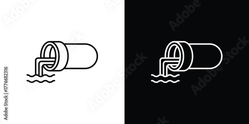 Sewage icon pixel perfect. Outline symbol. Simple linear drawing.