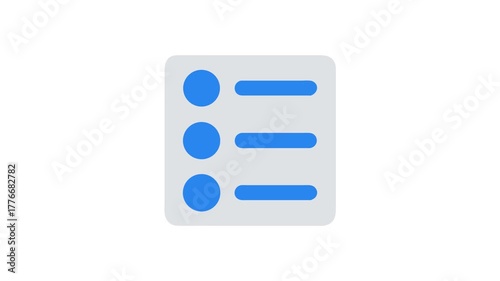 Blue list icon with circles and horizontal lines