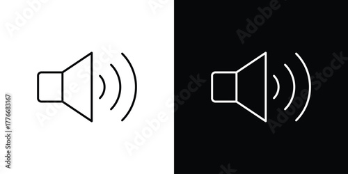 Speaker icon pixel perfect. Outline symbol. Simple linear drawing.