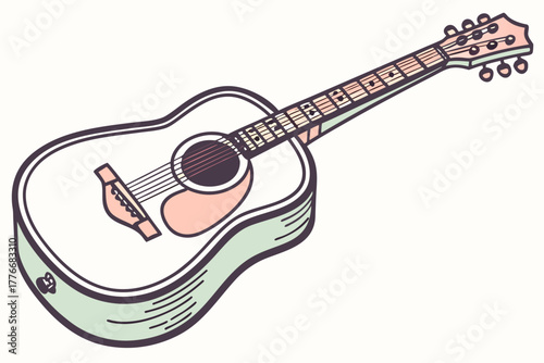 Retro vintage guitar illustration with classic style