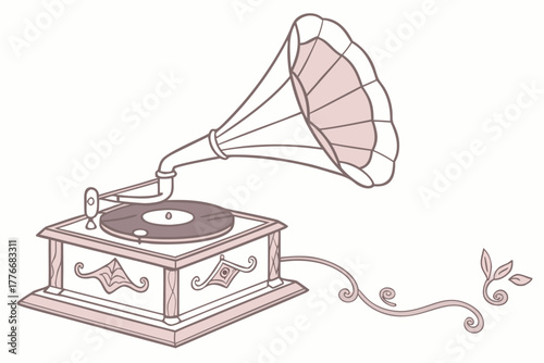 Retro vintage gramophone illustration with classic charm