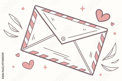 Retro vintage mail envelope illustration with classic design elements