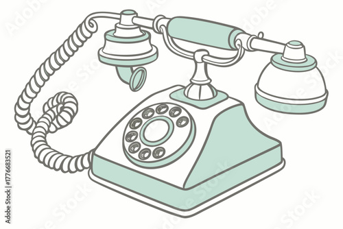 Retro vintage telephone illustration with classic design elements
