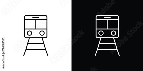 Subway icon pixel perfect. Outline symbol. Simple linear drawing.