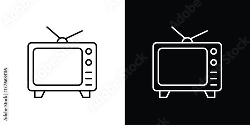 Television icon pixel perfect. Outline symbol. Simple linear drawing.