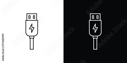USB icon pixel perfect. Outline symbol. Simple linear drawing.