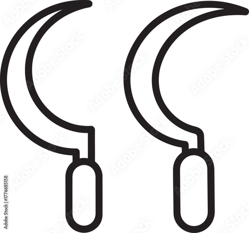 Two sickle tools silhouette
