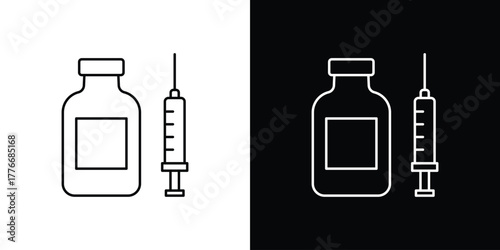 Vaccination icon pixel perfect. Outline symbol. Simple linear drawing.