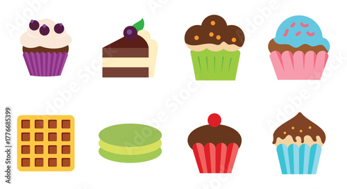 Assorted Pastry and Dessert Cartoon Vector Illustration
