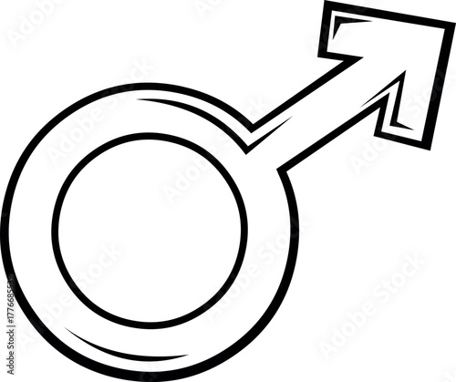 vector illustration drawing black and white male gender symbol