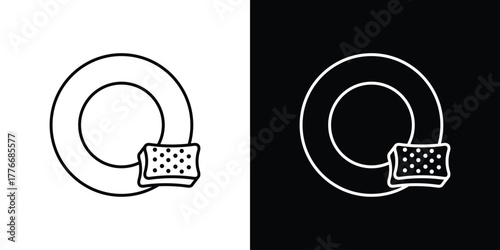 Washing dishes icon pixel perfect. Outline symbol. Simple linear drawing.