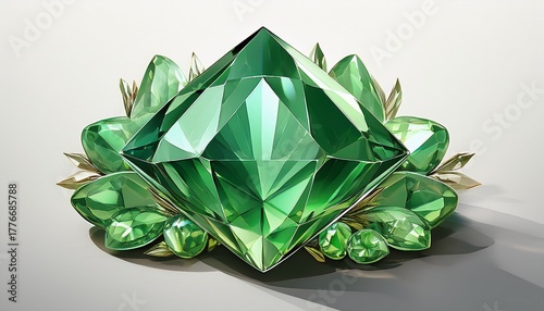 green diamond gemstone with high quality white background