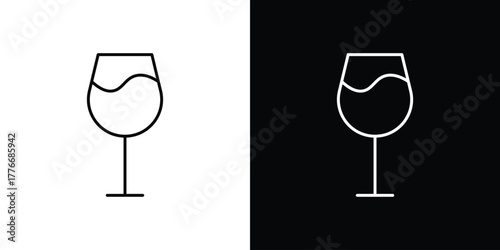 Wine glass icon pixel perfect. Outline symbol. Simple linear drawing.