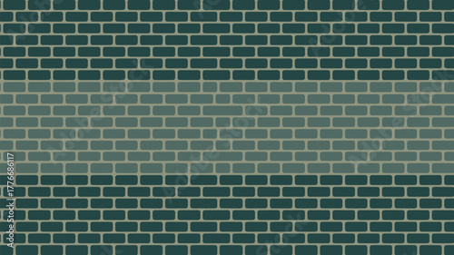 A teal brick wall with a gradient from dark to light in the center of the image texture pattern