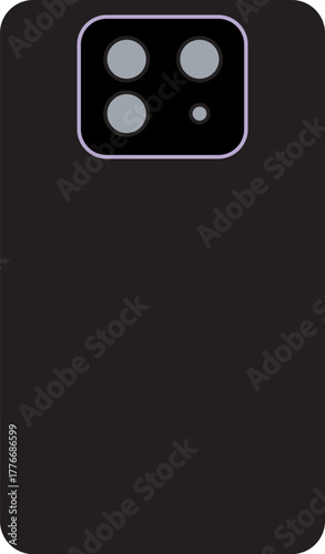 Black smartphone camera module outline technology concept design
